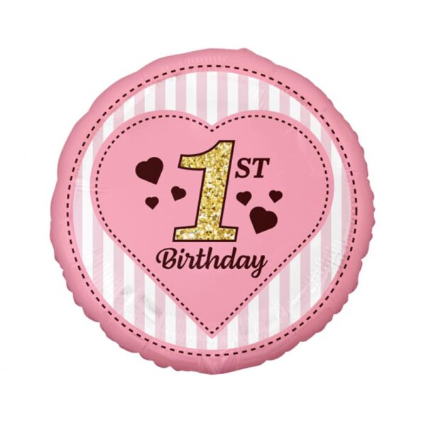 Фолиев балон кръг "1st Birthday"