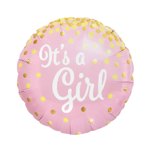 Фолиев балон кръг с надпис "It's a girl"