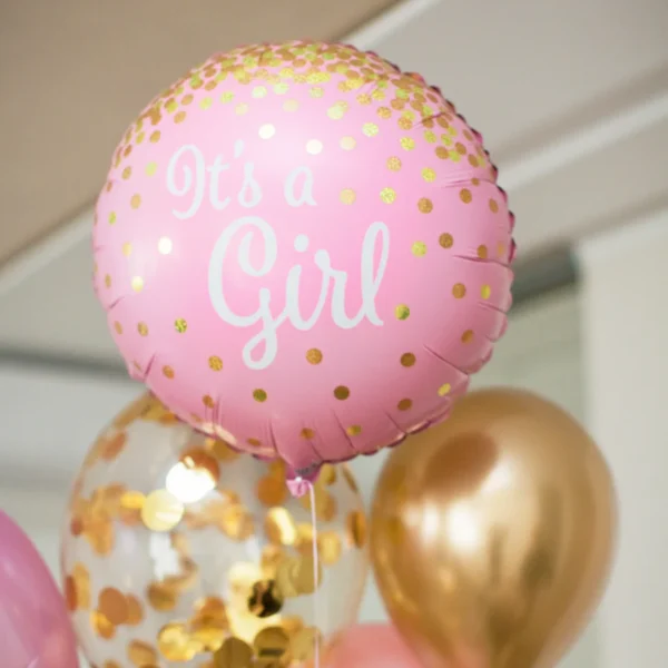 Фолиев балон кръг с надпис "It's a girl"