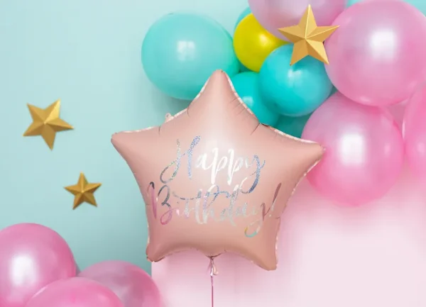 Фолиев балон звезда "Happy Birthday"
