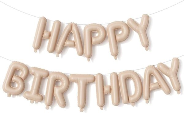 Балонен надпис бежов "Happy Birthday"