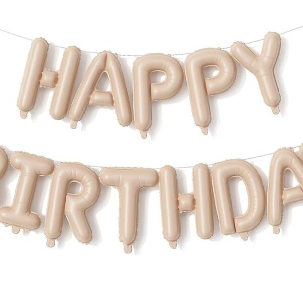 Балонен надпис бежов "Happy Birthday"