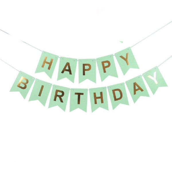 Мента банер със златен надпис "Happy birthday"