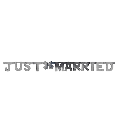 Сребърен банер "Just Married"