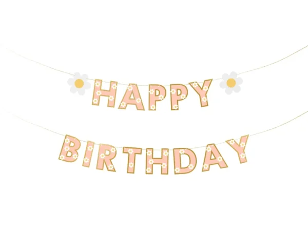Картонен банер Happy Birthday Маргаритки