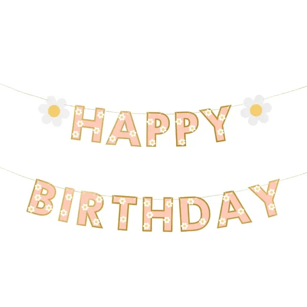 Картонен банер Happy Birthday Маргаритки