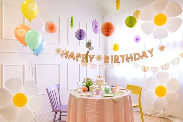 Картонен банер Happy Birthday Маргаритки