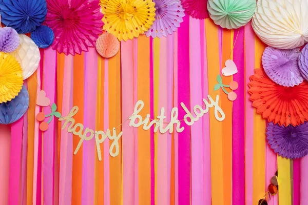 Картонен банер Happy Birthday с черешки