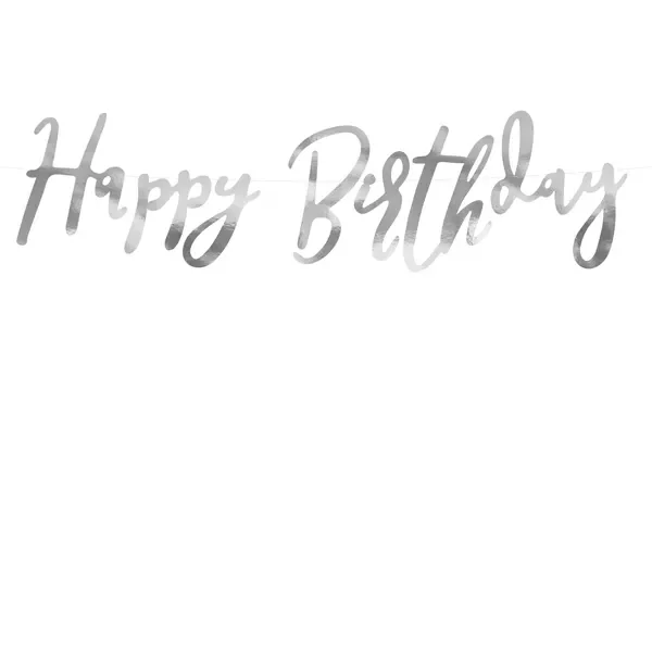 Картонен банер Happy Birthday сребро