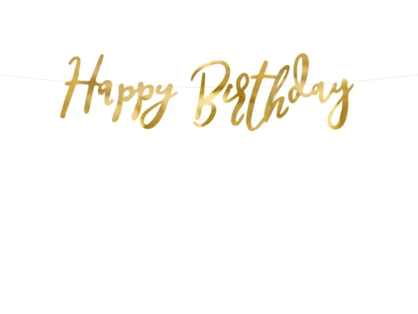 Картонен банер Happy Birthday златен
