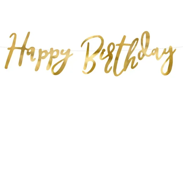 Картонен банер Happy Birthday златен