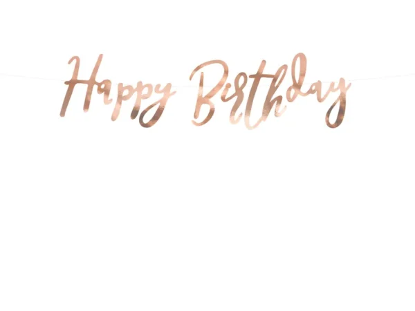 Картонен банер Happy Birthday розово злато