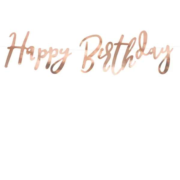 Картонен банер Happy Birthday розово злато