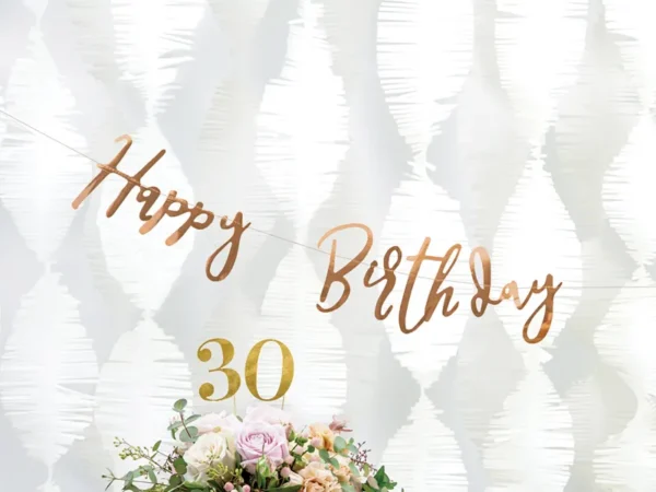 Картонен банер Happy Birthday розово злато
