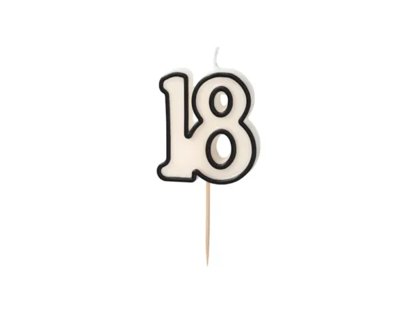 Свещ цифра черно бяла 18