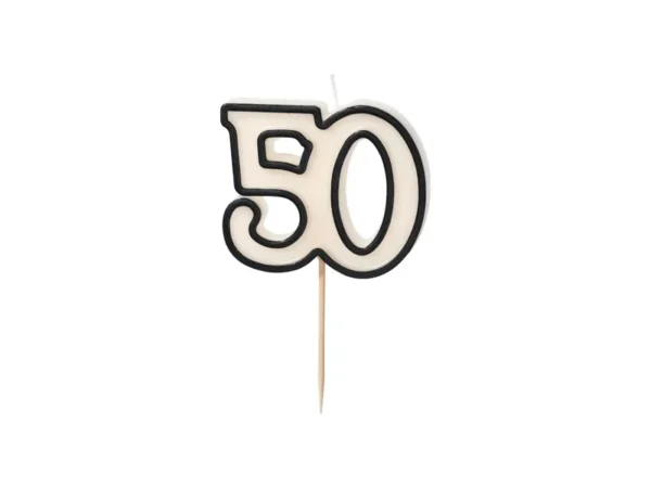 Свещ цифра черно бяла 50
