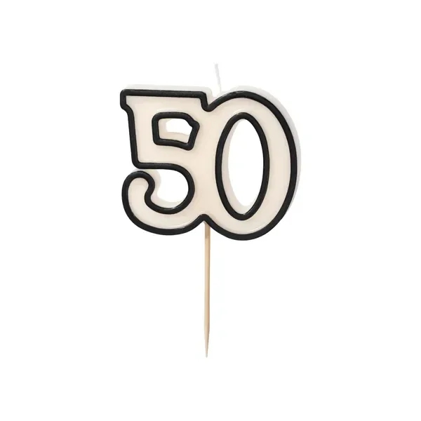 Свещ цифра черно бяла 50