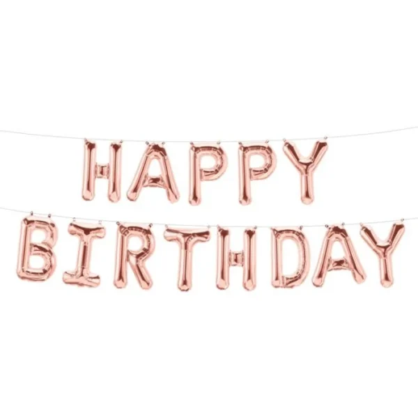 Балонен надпис розово злато „Happy Birthday“