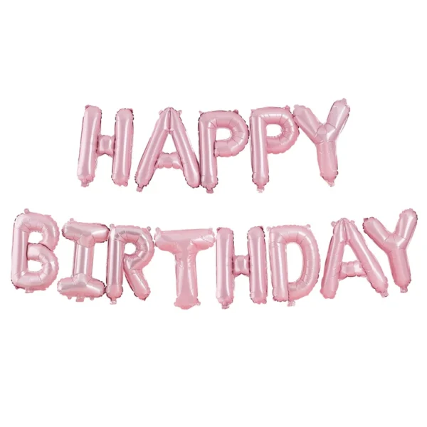 Балонен надпис розов „Happy Birthday“