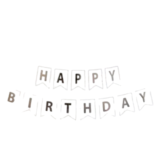 Картонен банер „Happy Birthday“ бял