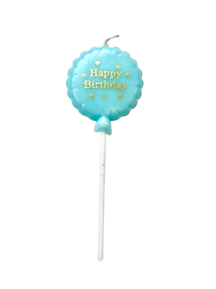 Свещ за торта син кръг "Happy Birthday"