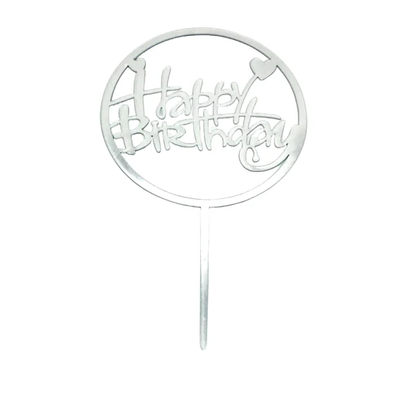 Топер за торта кръг „Happy Birthday“