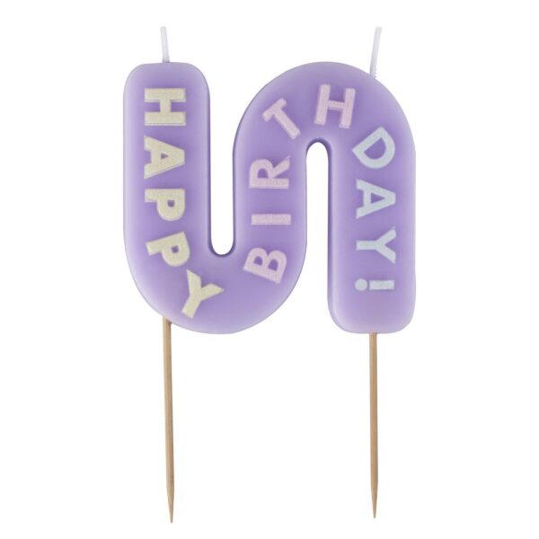 Свещ за торта вълнообразна "Happy Birthday"