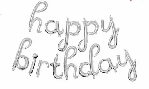 Балонен надпис сребърен "Happy Birthday"