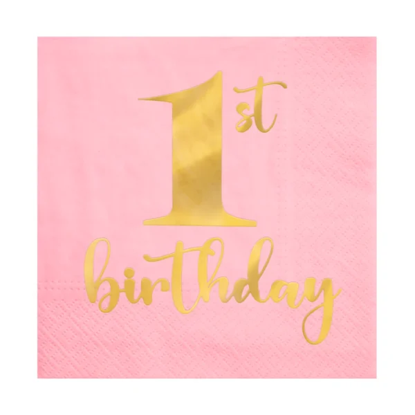Салфетки розови "1st Birthday"