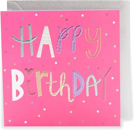 Поздравителна картичка с надпис „Happy Birthday“