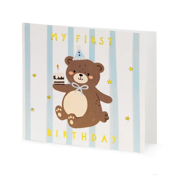 Подаръчна картичка с мече "My first birthday"