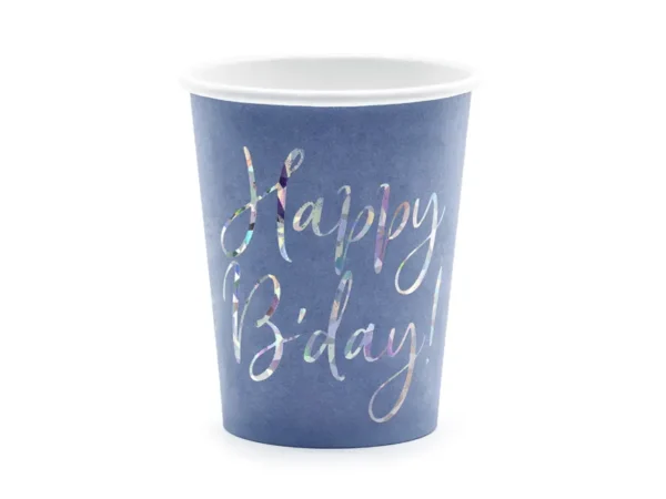 Чаши лилави "Happy Birthday" 6 бр