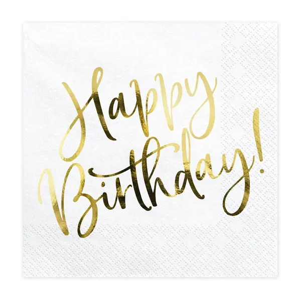 Салфетки бели „Happy Birthday“