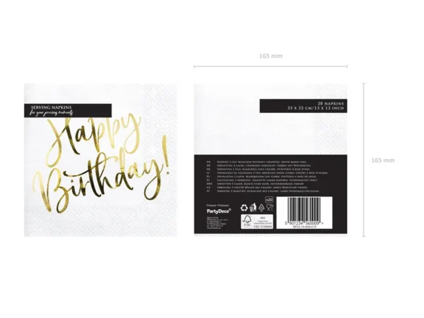 Салфетки бели „Happy Birthday“