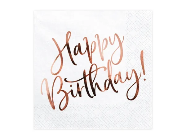 Салфетки бели „Happy Birthday“