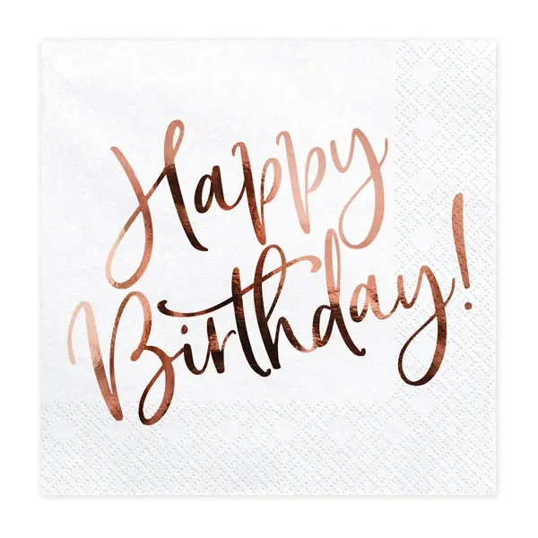 Салфетки бели „Happy Birthday“
