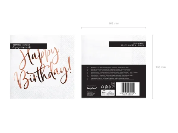 Салфетки бели „Happy Birthday“