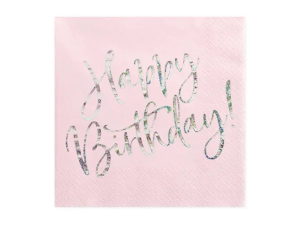 Салфетки розови с надпис "Happy Birthday"