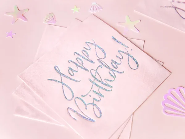 Салфетки розови с надпис "Happy Birthday"