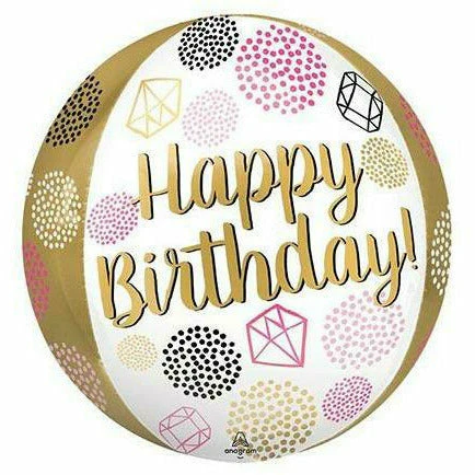 Фолиев балон сфера с надпис "Happy Birthday"