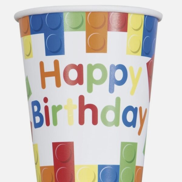 Чаши лего с надпис "Happy Birthday" 8 бр