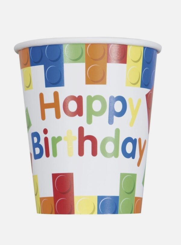 Чаши лего с надпис "Happy Birthday" 8 бр