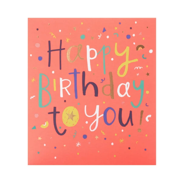 Поздравителна картичка с надпис „Happy Birthday to you“