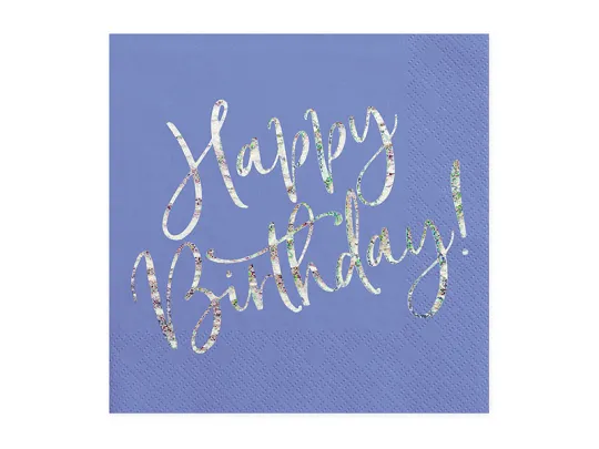 Салфетки лилави "Happy Birthday" 20 бр