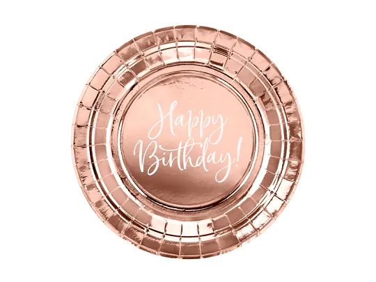 Чинии розово злато "Happy Birthday" 18 см