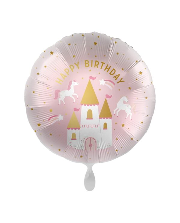 Фолиев балон кръг "Happy Birthday" със замък