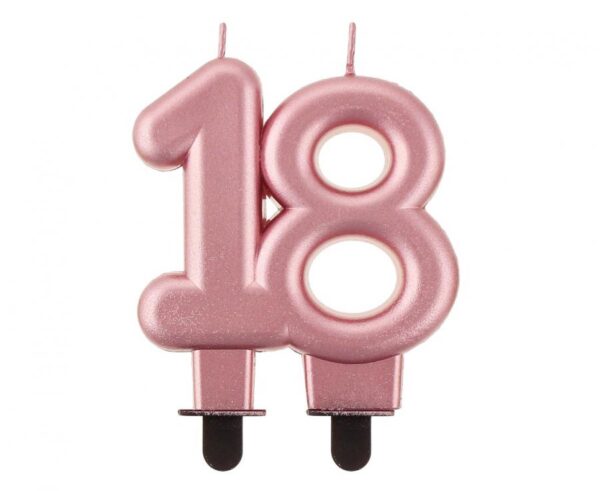 Свещ за торта розово злато 18