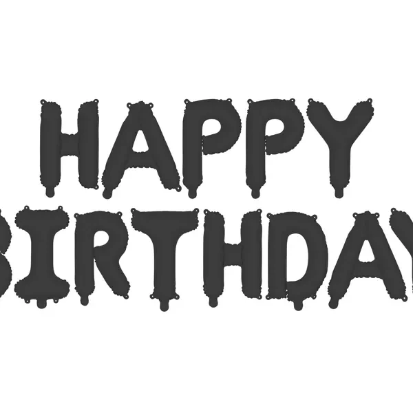 Балонен надпис черен матов „Happy Birthday“