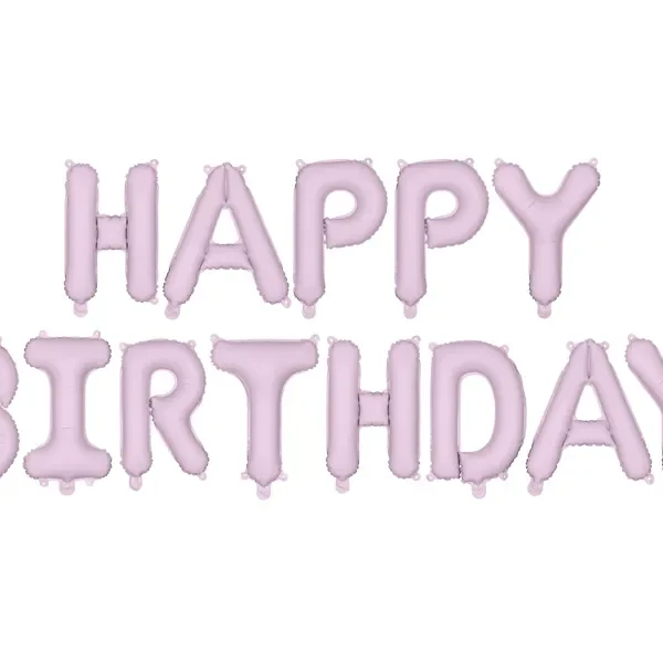Фолиев балон надпис „Happy Birthday“ в лилаво