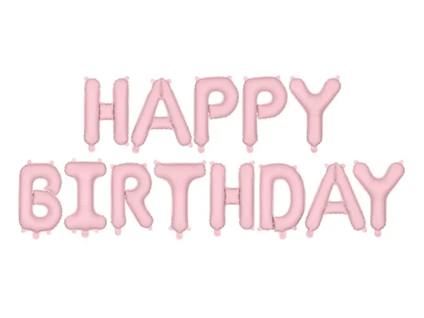 Фолиев балон надпис "Happy Birthday" в розово